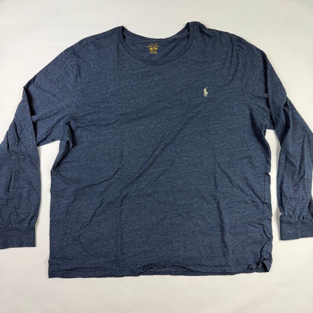Polo Ralph Lauren Mens XXL Blue Heathered Long Sleeve T-Shirt Pony Logo
